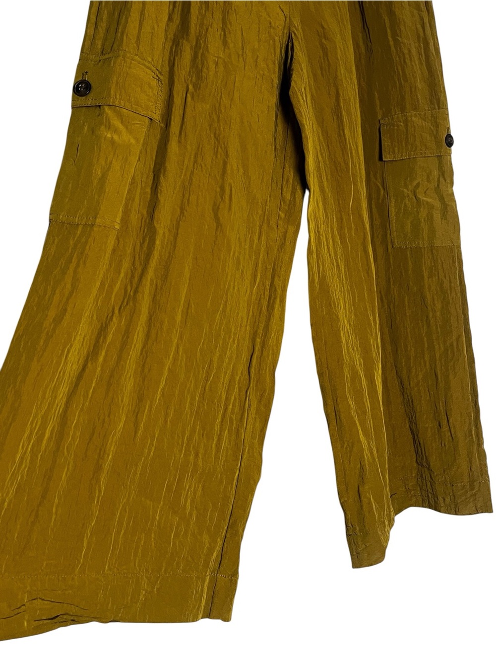 Madewell Drapey Cargo Lightweight Pleated Parachute Utility Mustard Pants Size 6 - Picture 4 of 12